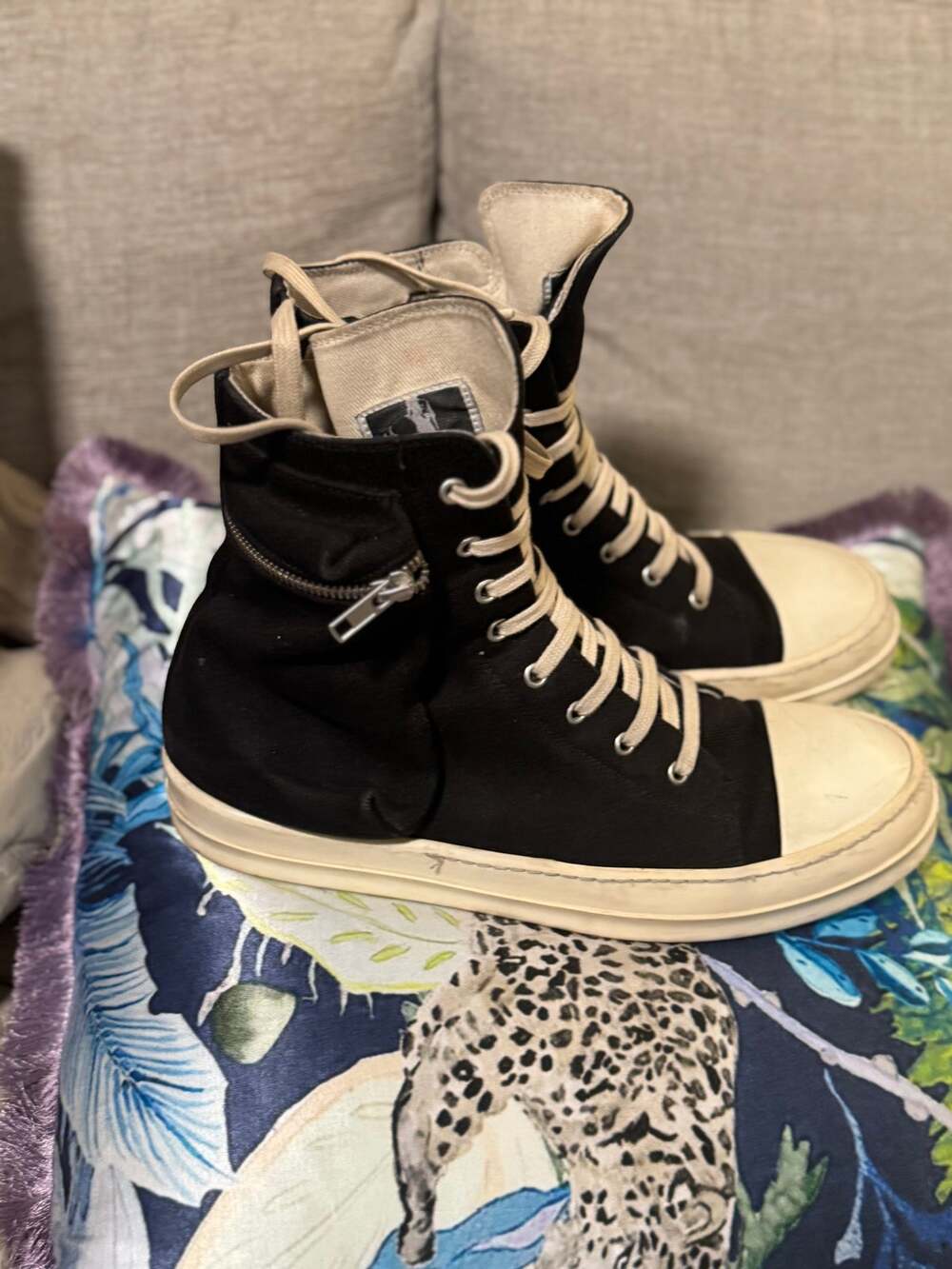 Rick Owens DRKSHDW Gethsemane Cargo High Black Milk Size 11 Used